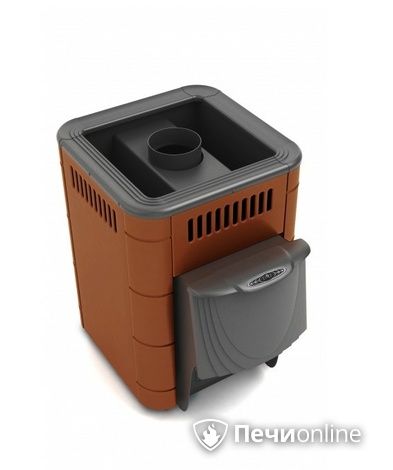 Дровяная банная печь TMF Оса Carbon терракота дверь антрацит короткий канал в Хабаровске